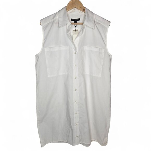 Banana Republic Factory Dresses & Skirts - Banana Republic Factory White Sleeveless Button-Down Tunic Shirt Dress